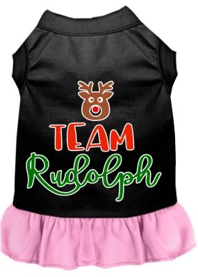 Team Rudolph Screen Print Dog Dress Black With Light Pink Xxl