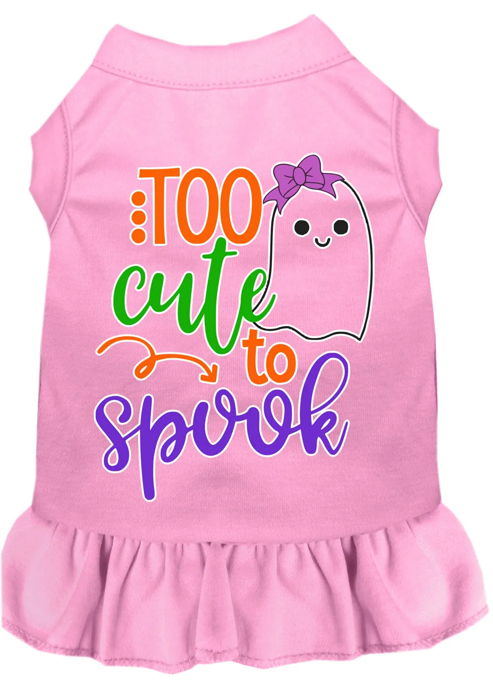 Too Cute To Spook-girly Ghost Screen Print Dog Dress Light Pink Med