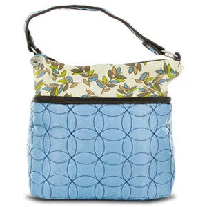 Travelon Quilted Nylon Zip-Top Train Case - Blue/Leaf Pattern