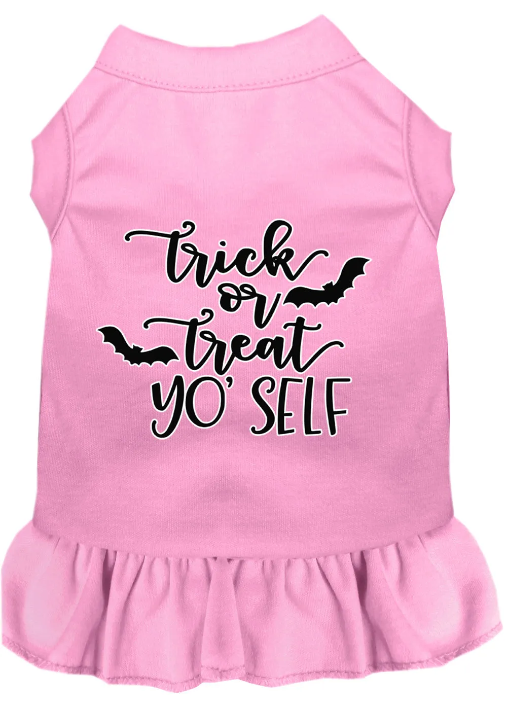 Trick Or Treat Yo' Self Screen Print Dog Dress Light Pink 4x