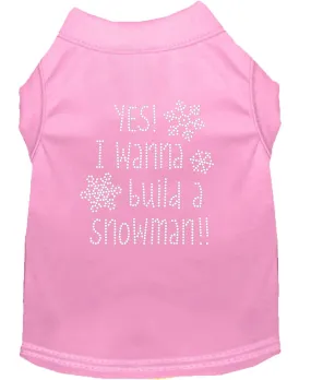 Yes! I Want To Build A Snowman Rhinestone Dog Shirt Light Pink Xl (16)